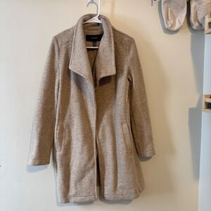 Vero Moda Tan Marl Knit Collar Coat Jacket Cardigan Open Front Snap Closure XS